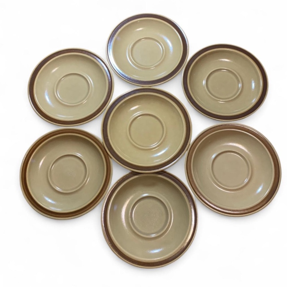Elegant Tan and Brown Saucer Set
